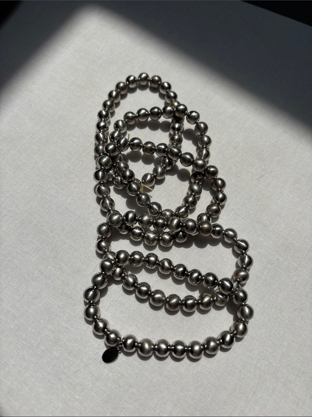 Silver color Beaded Stretch Bracelet Set of 5 stretch stackable- Women’s Jewelry